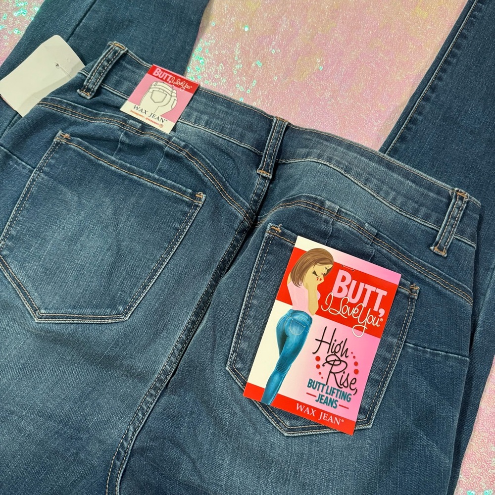 medium blue high-rise butt-lifting skinny jeans - Picture 5 of 7